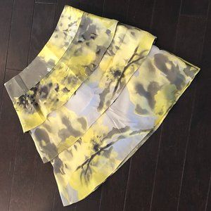 The Limited Green/Yellow Tiered Chiffon Floral Mini Skirt